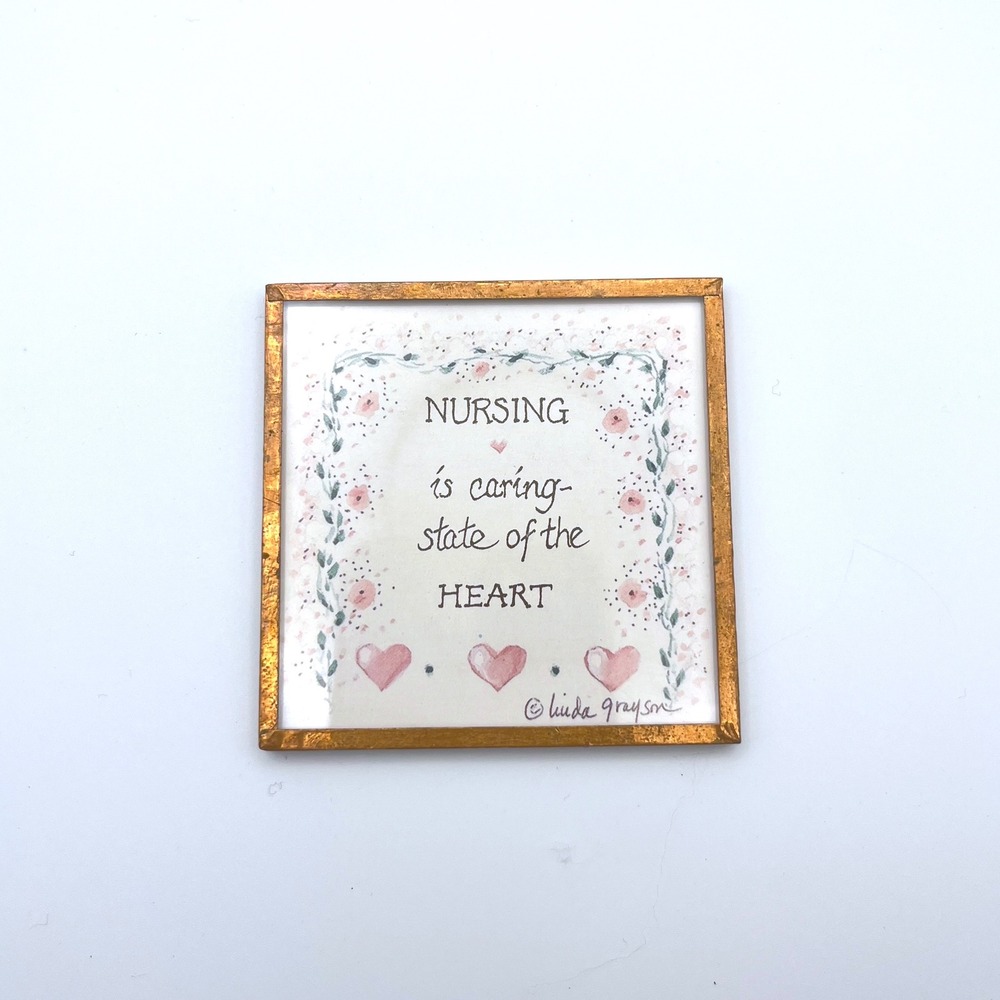 Vintage Linda Grayson Nursing is Caring State of the Heart Magnet Print‎